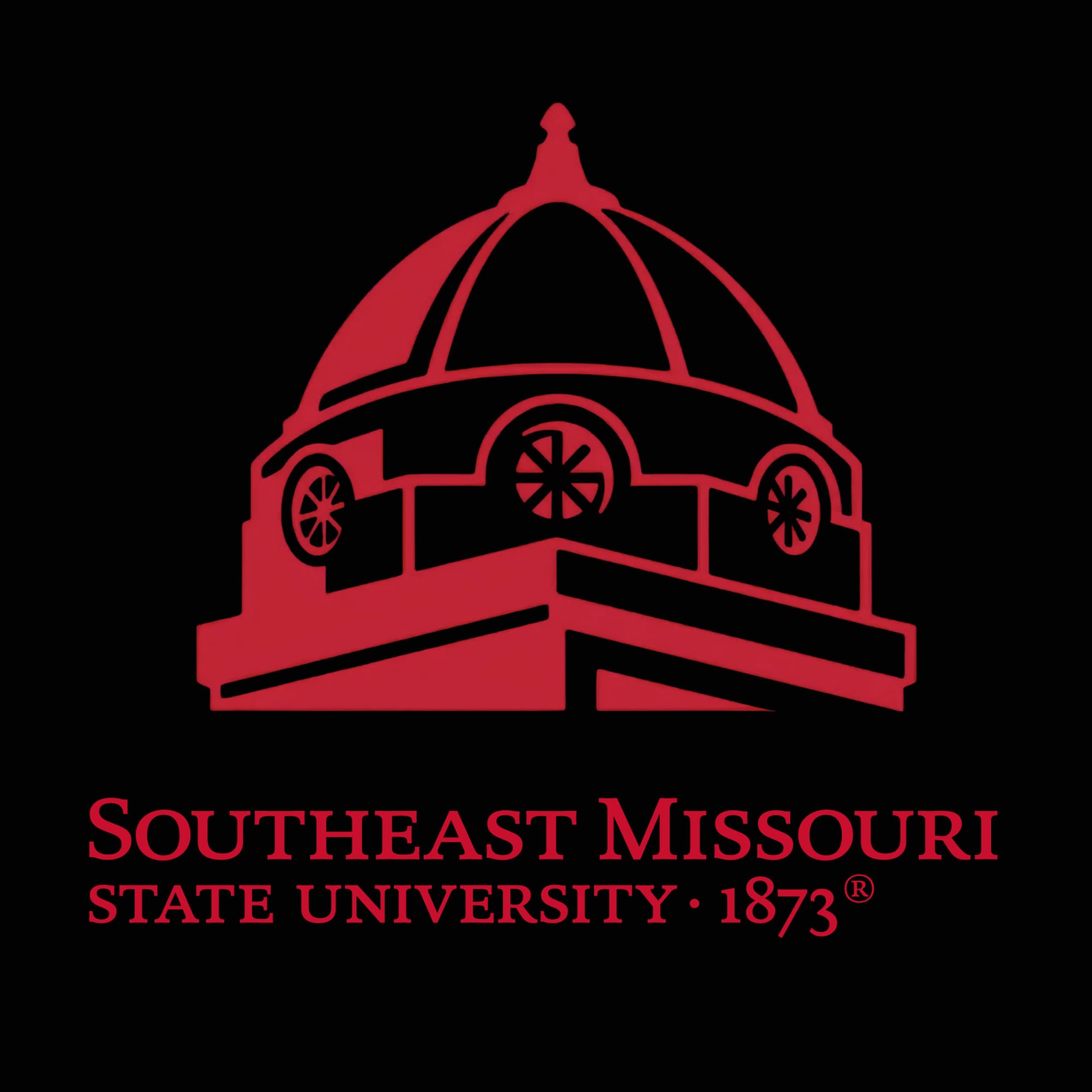 The logo of Southeast Missouri State University featuring a stylized red dome building on a black background with the university's name and founding year, 1873.
